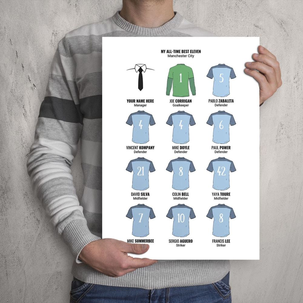 My Manchester City FC All-Time Eleven Football Print