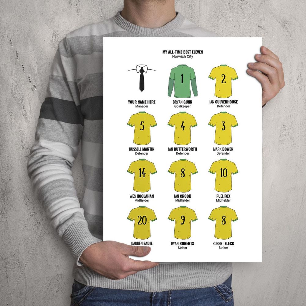 A3 - My Norwich City FC All-Time Eleven Football Print