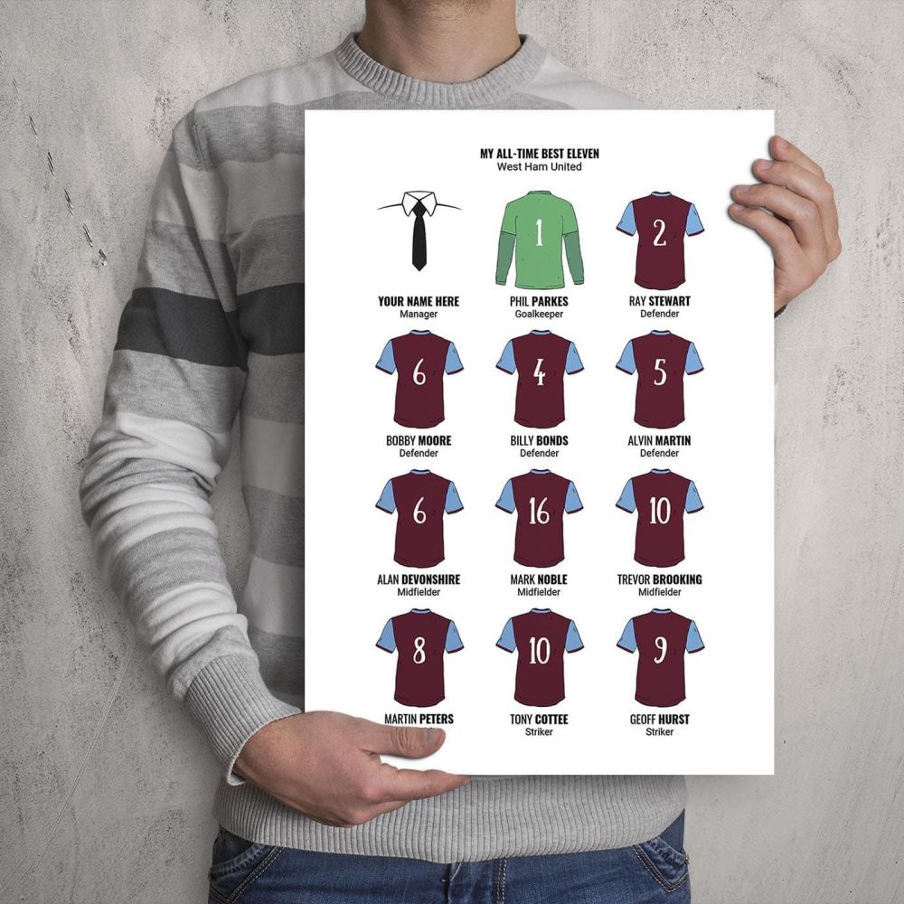 A3 - My West Ham United FC All-Time Eleven Football Print