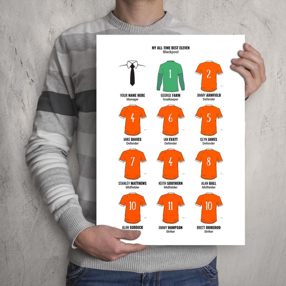 A3 - My Blackpool FC All-Time Eleven Football Print