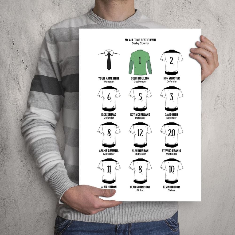 A3 - My Derby County FC All-Time Eleven Football Print