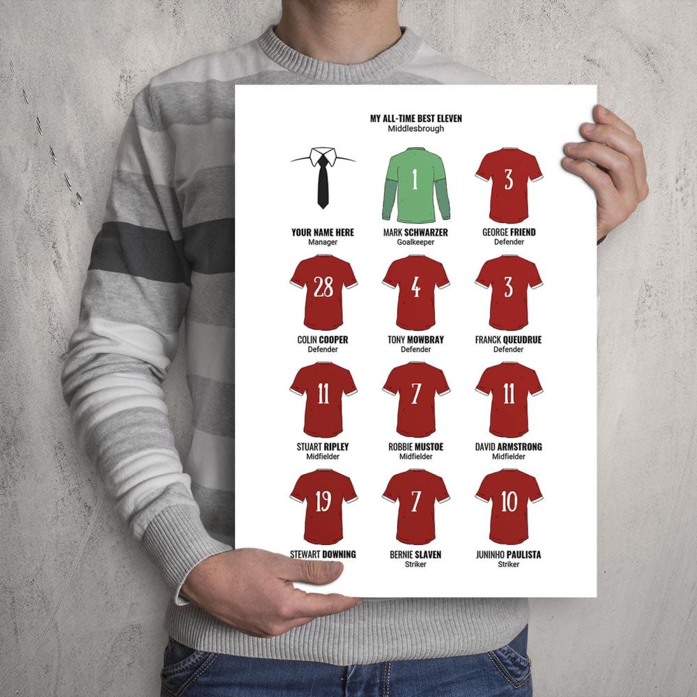 A3 - My Middlesbrough FC All-Time Eleven Football Print