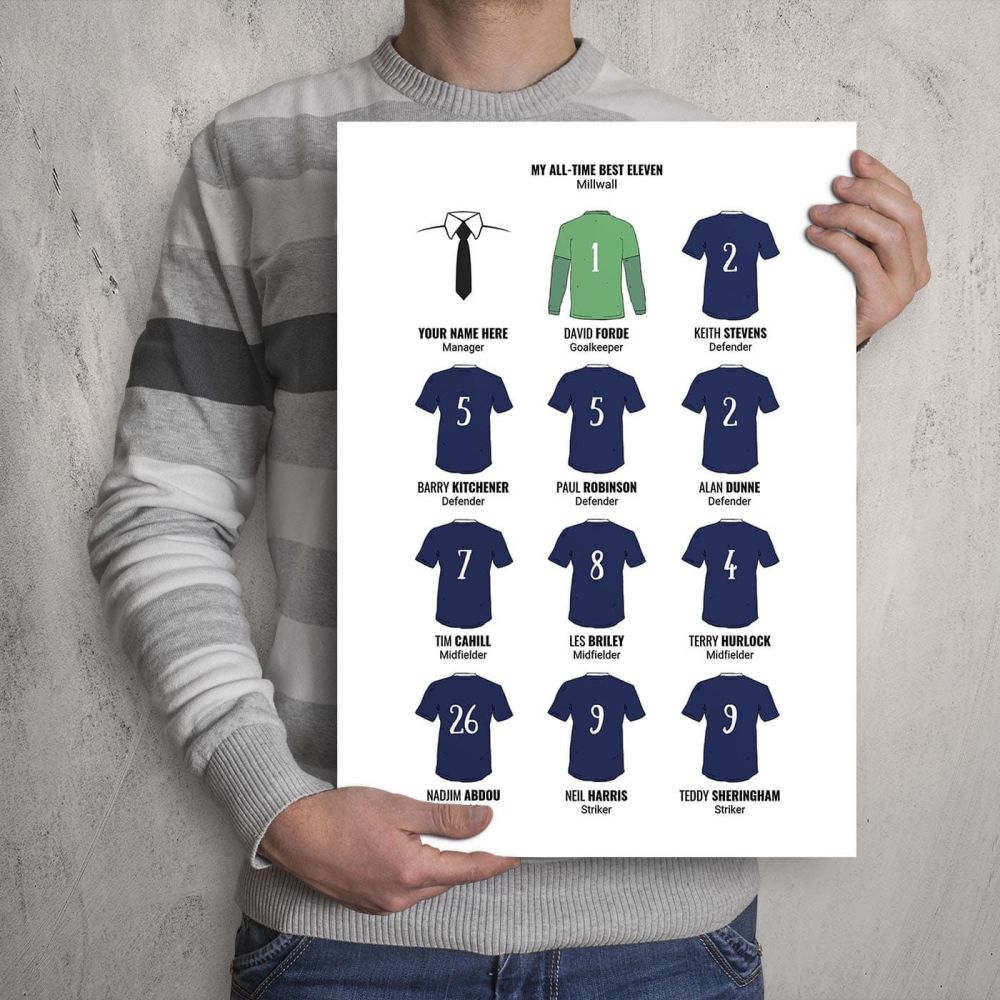 A3 - My Millwall FC All-Time Eleven Football Print