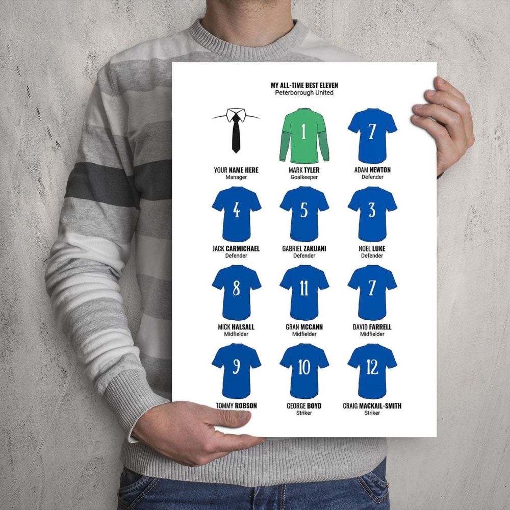 A3 - My Peterborough United FC All-Time Eleven Football Print