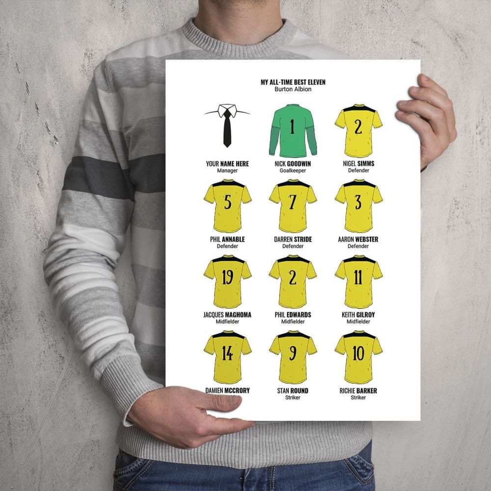 A3 - My Burton Albion FC All-Time Eleven Football Print
