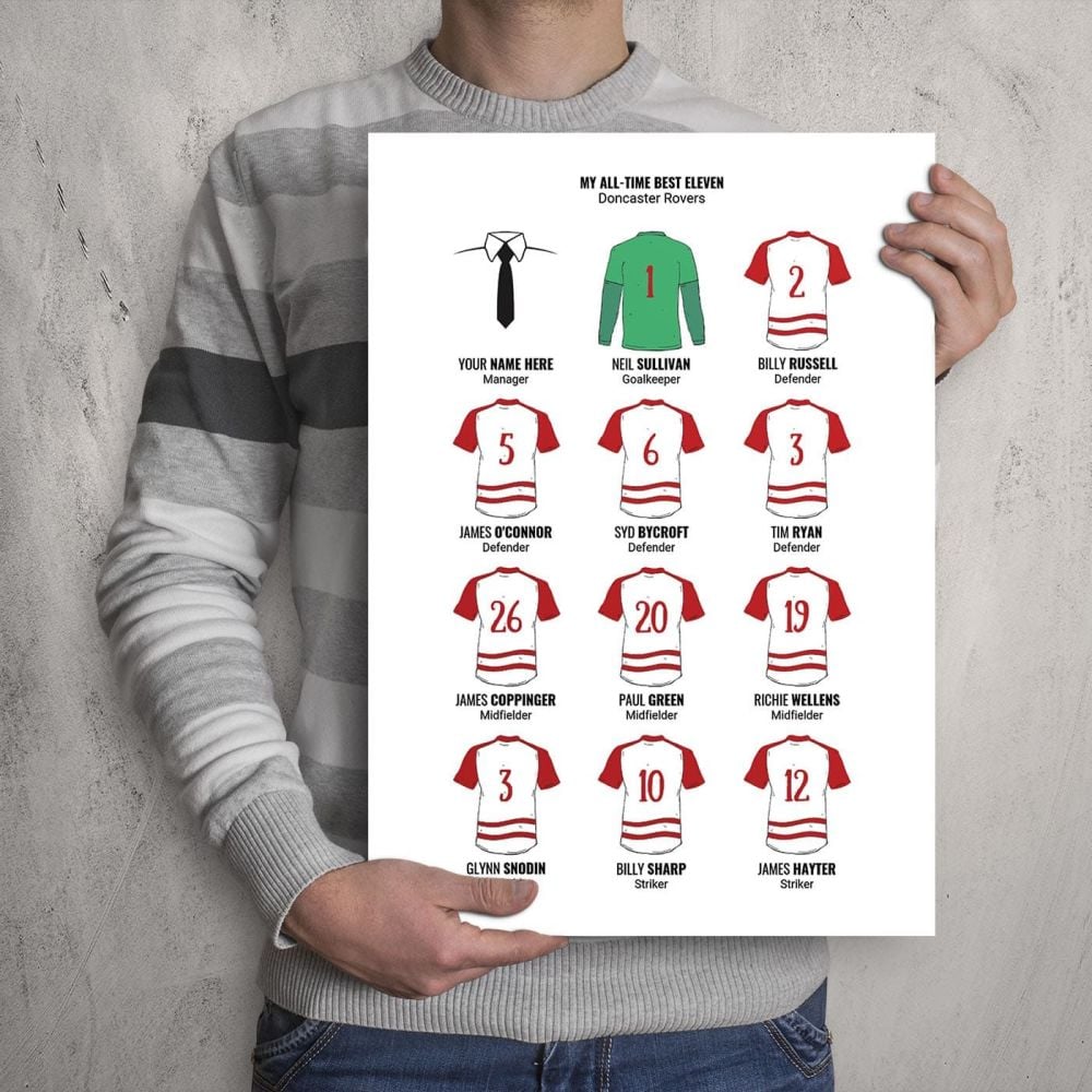 A3 - My Doncaster Rovers FC All-Time Eleven Football Print