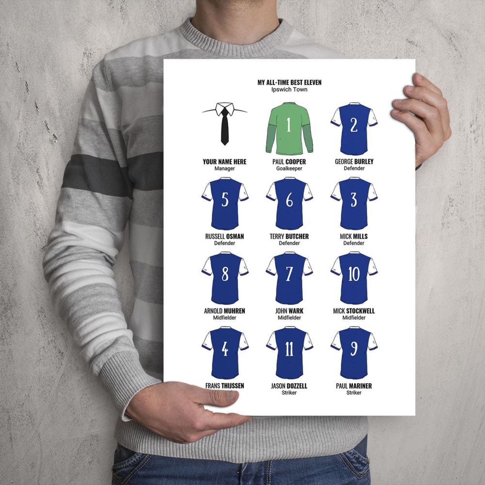 A3 - My Ipswich Town FC All-Time Eleven Football Print