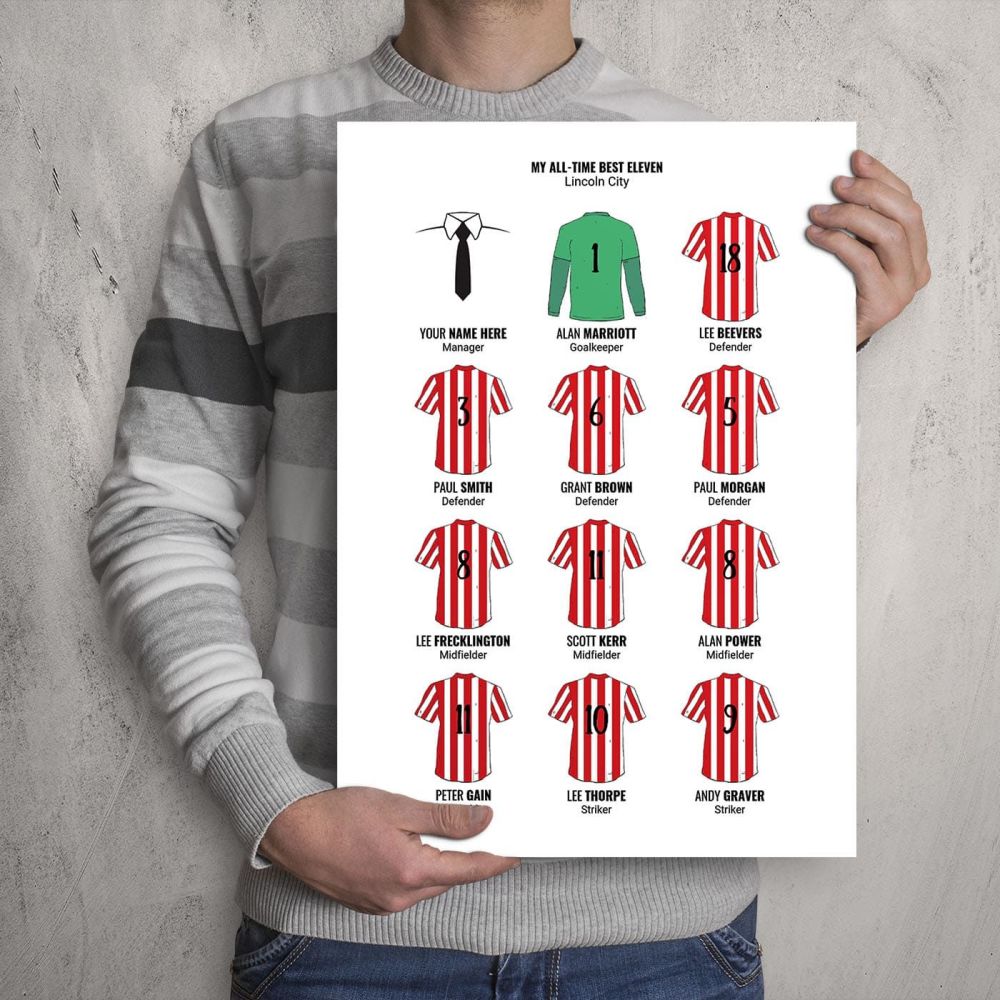 A3 - My Lincoln City FC All-Time Eleven Football Print