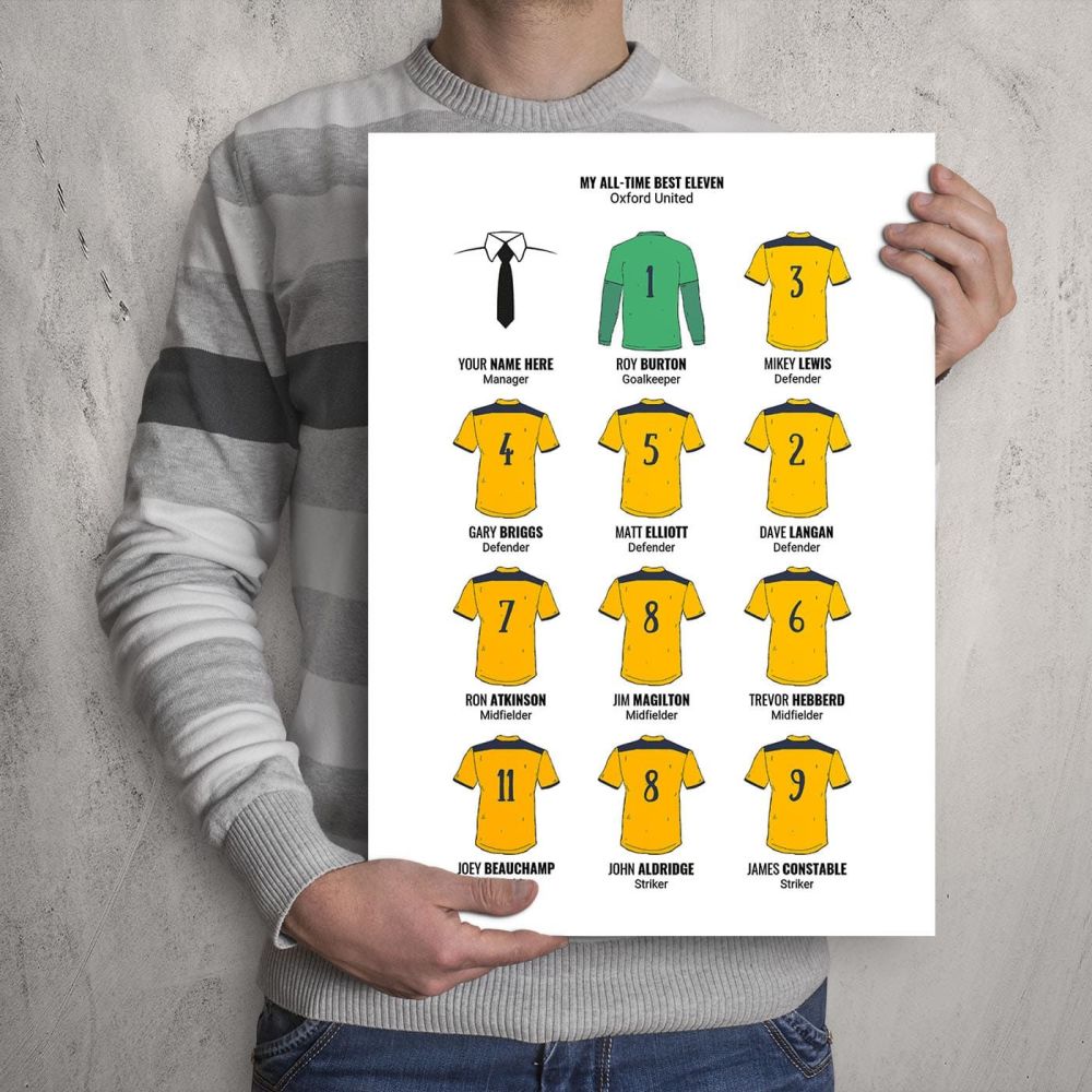 A3 - My Oxford United FC All-Time Eleven Football Print
