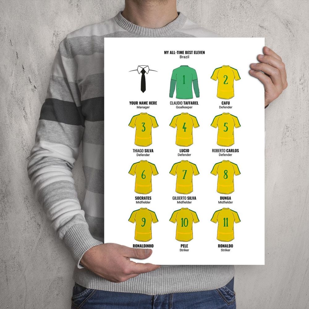 A3 - My Brazil All-Time Eleven Football Print