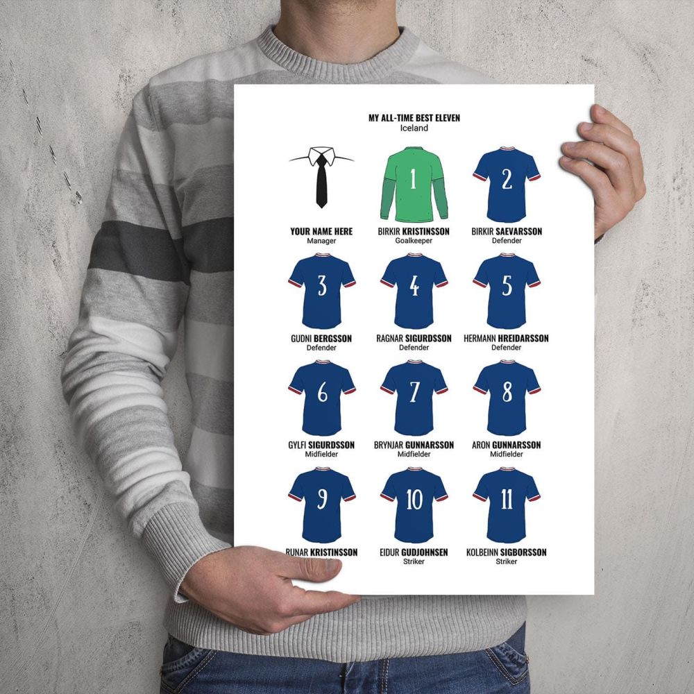 My Iceland All-Time Eleven Football Print