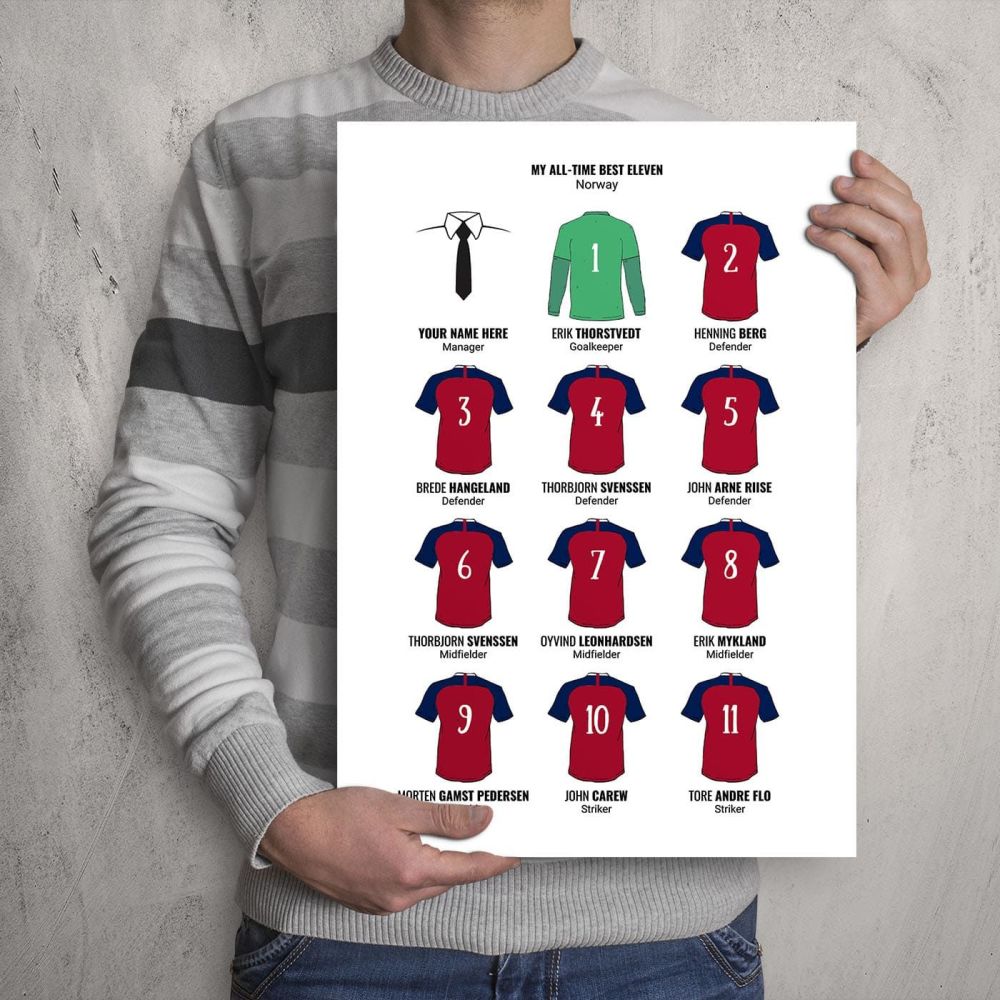 My Norway All-Time Eleven Football Print