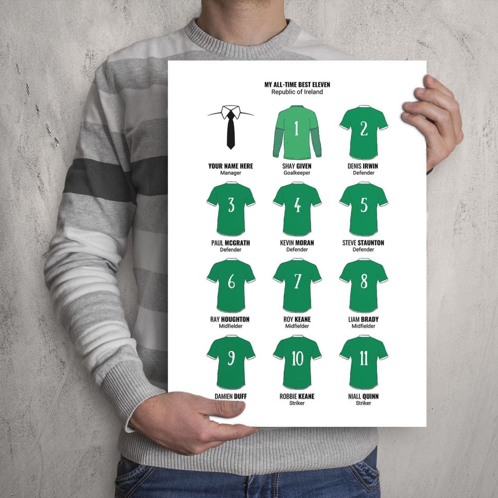 A3 - My Ireland All-Time Eleven Football Print