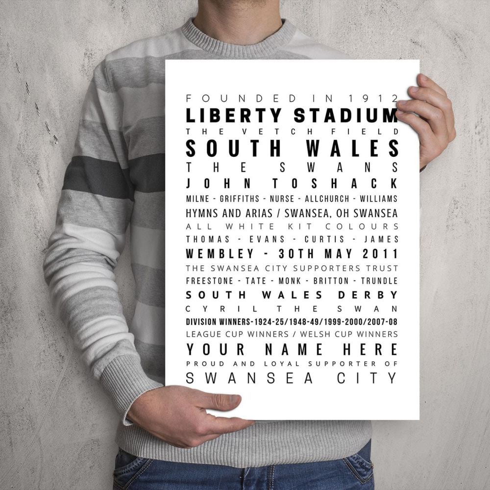 A3 - My Swansea City FC Memories Football Print