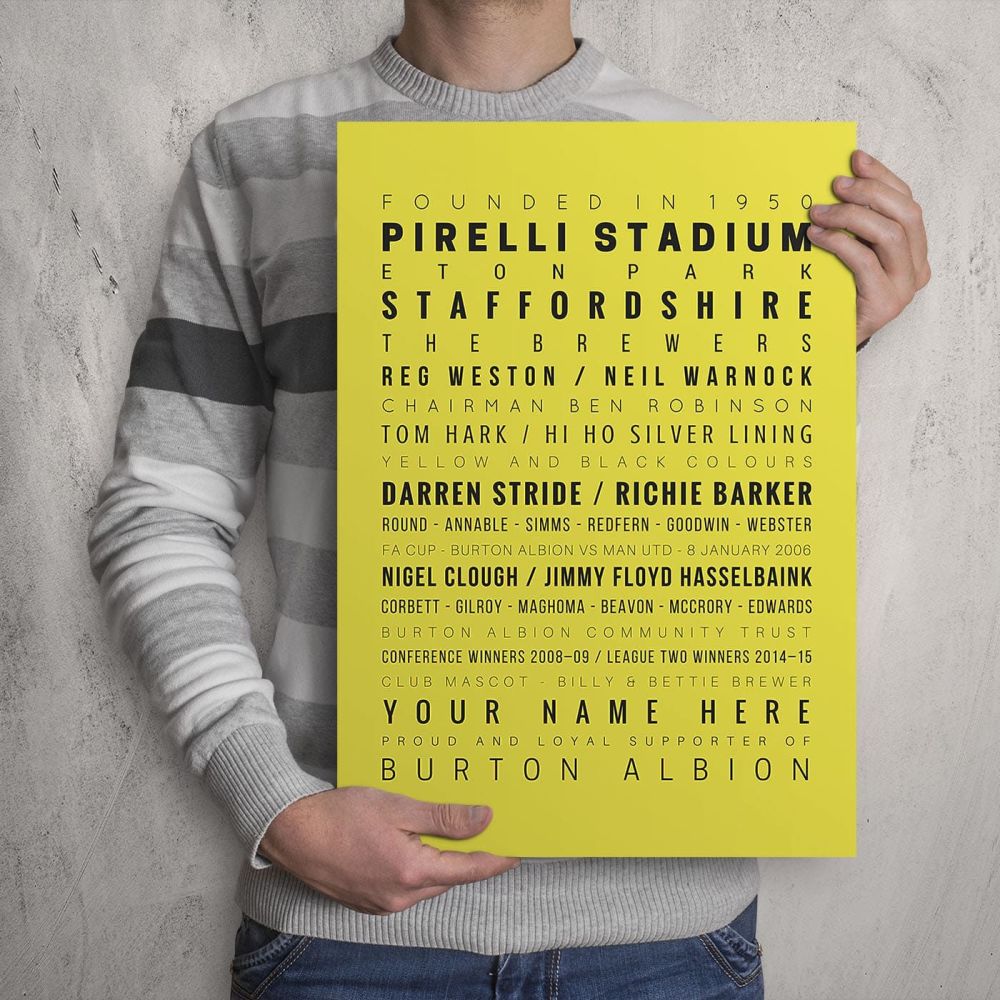 A3 - My Burton Albion FC Memories Football Print