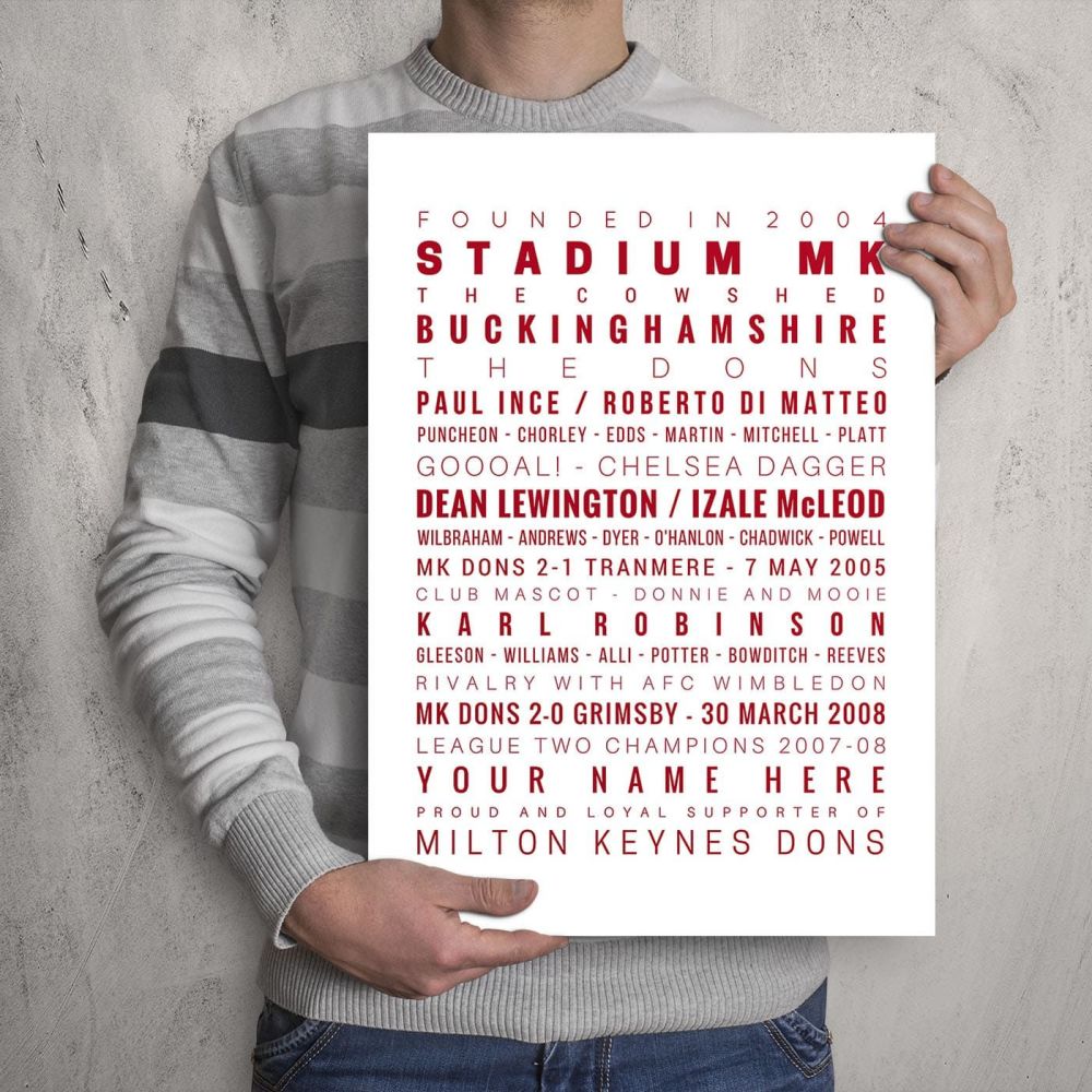 A3 - My Milton Keynes Dons FC Memories Football Print