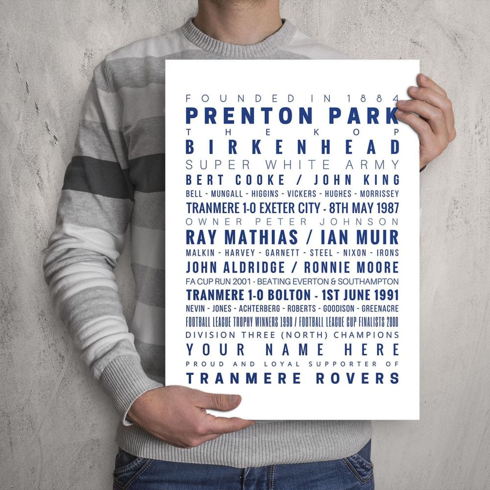 A3 - My Tranmere Rovers FC Memories Football Print