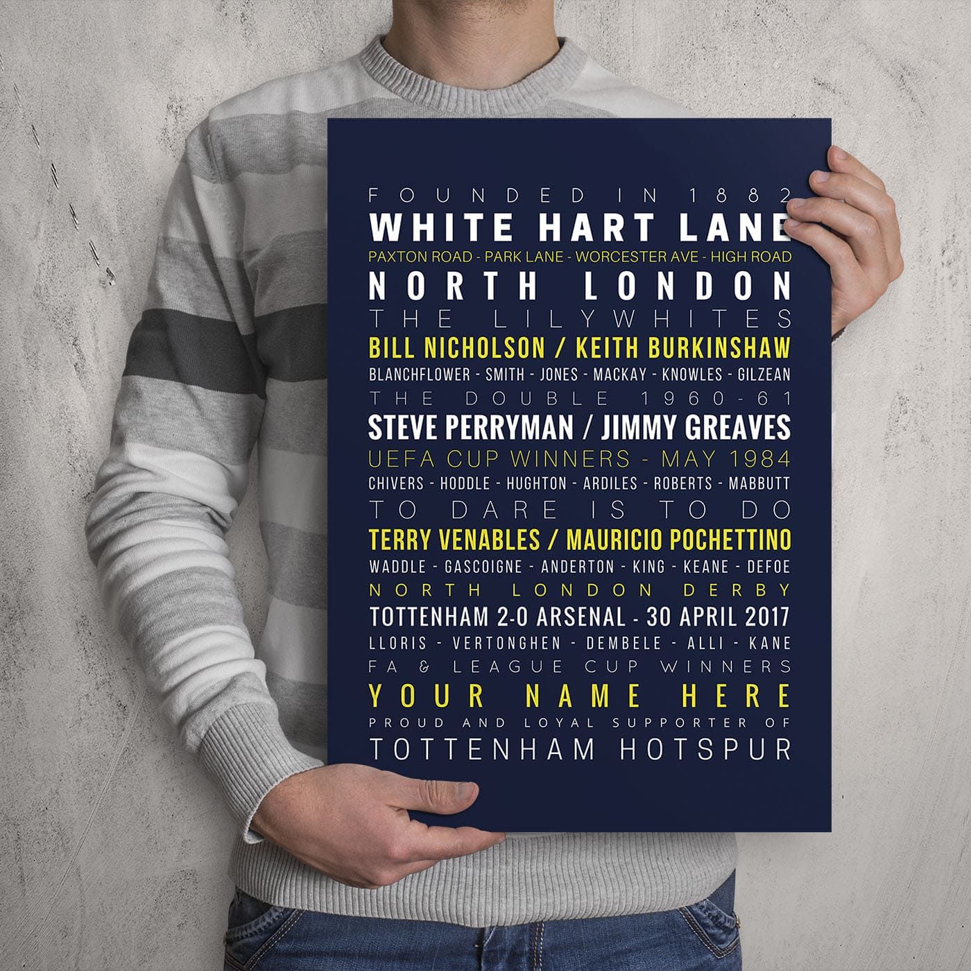 A3 Tottenham Hotspur team memories personalised print