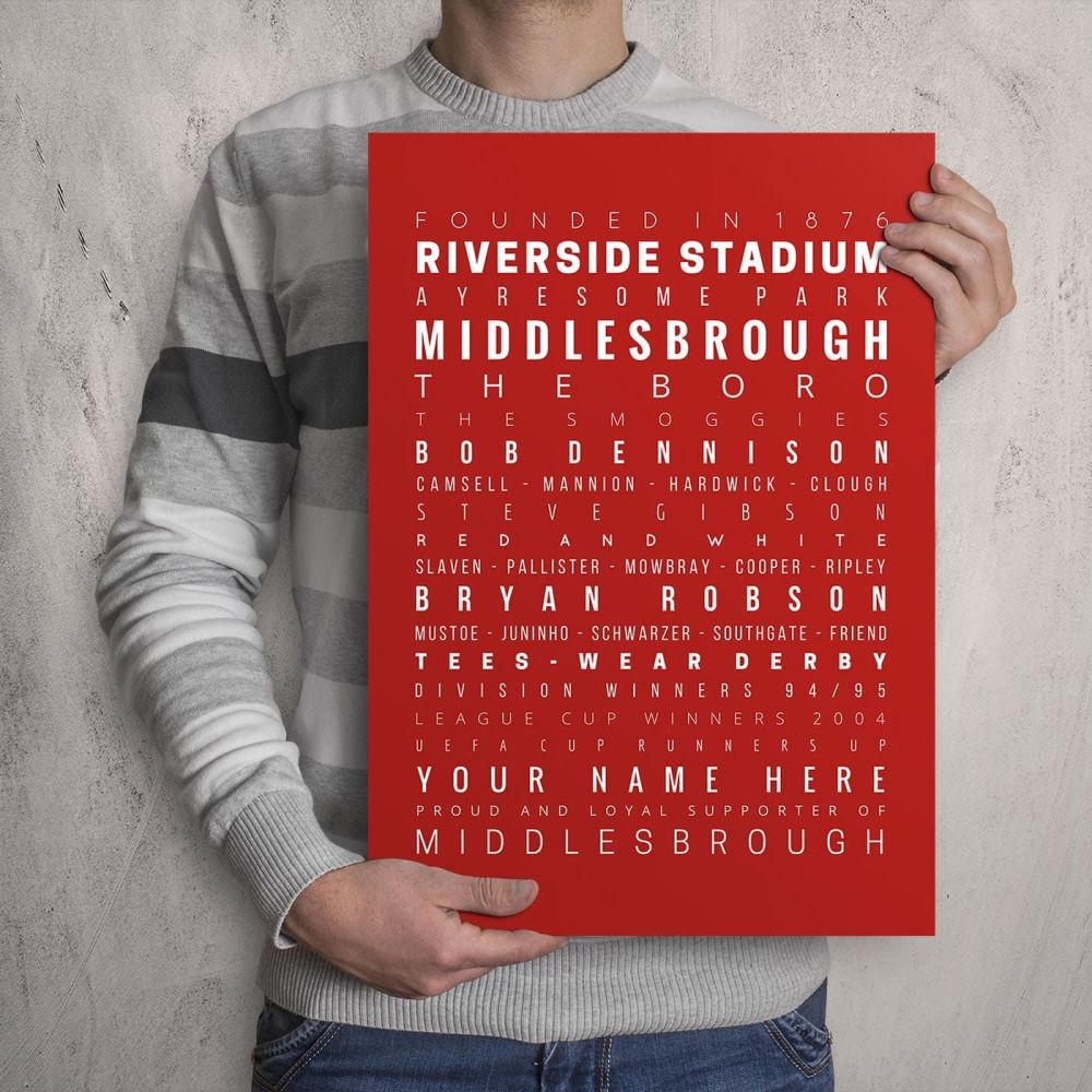 A3 - My Middlesbrough FC Memories Football Print