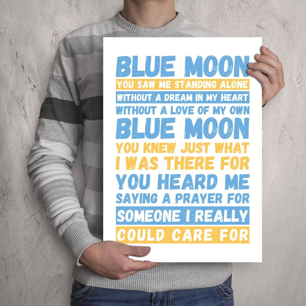 A3 - 'Blue Moon' Manchester City Football Song Print