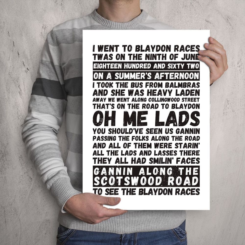 'Blaydon Races' Newcastle United Football Song Print