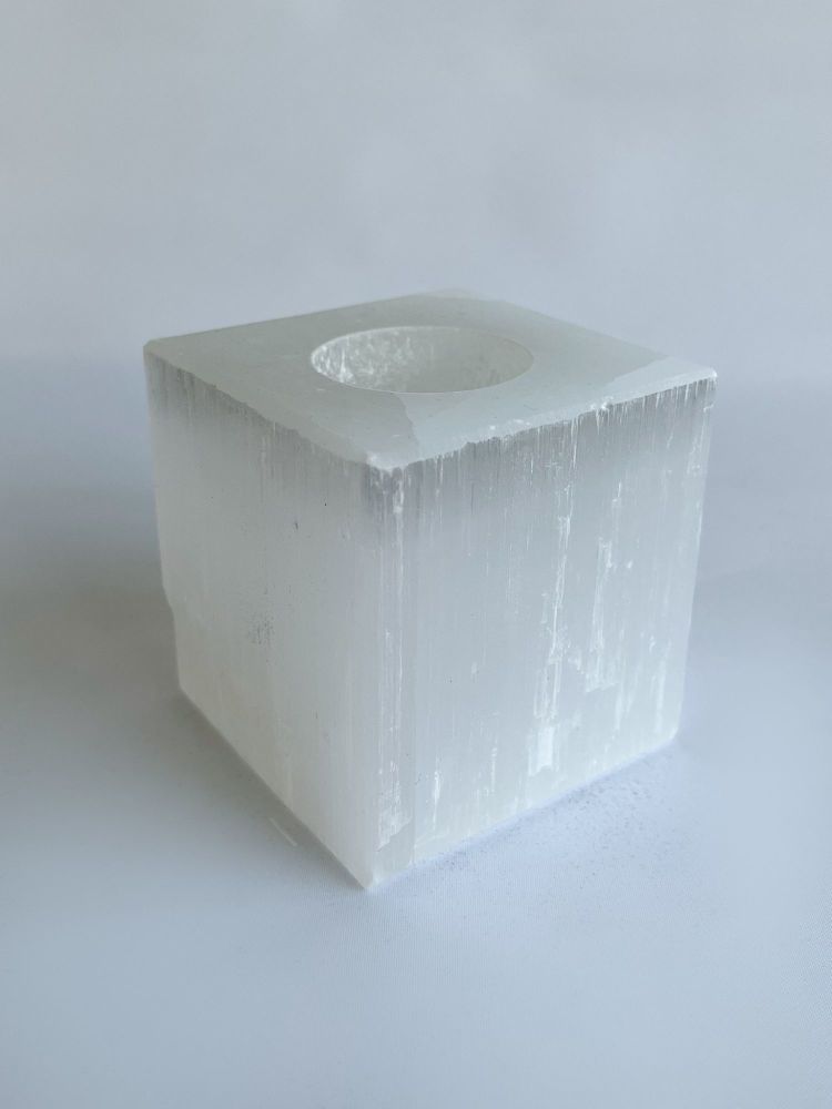 Selenite Cube Tealight Crystal Holder