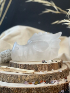 Selenite Dragon Head