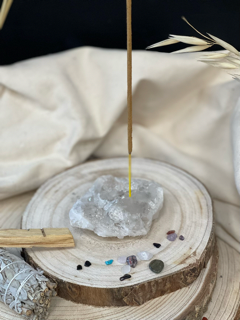 Clear Quartz Druze Incense Crystal Holder
