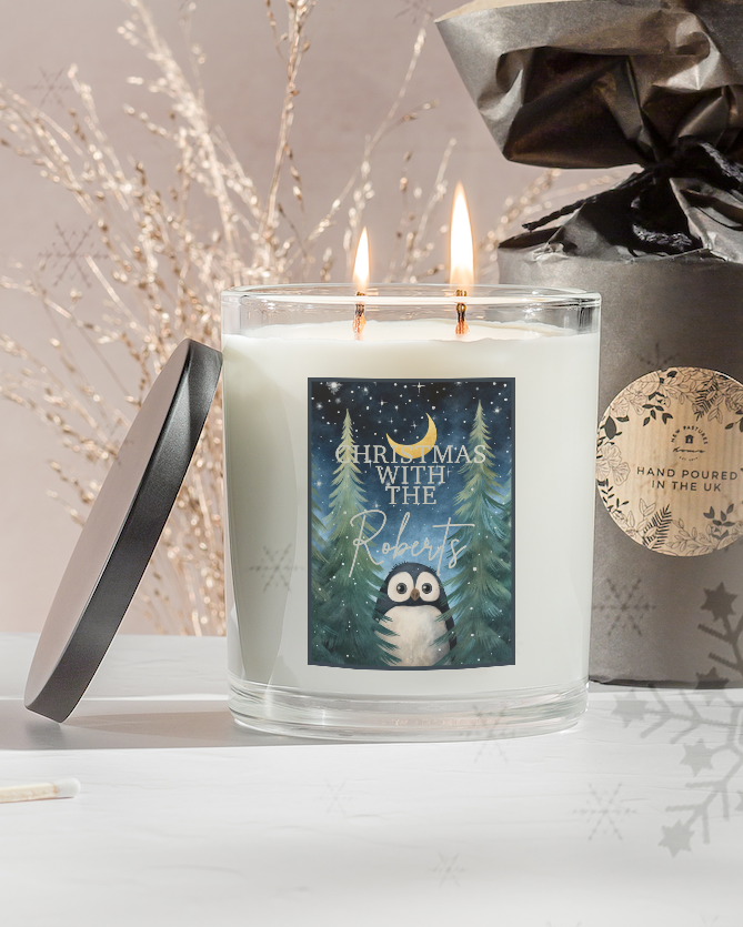 Christmas Personalised Candle Penguin (Deluxe - 450g)