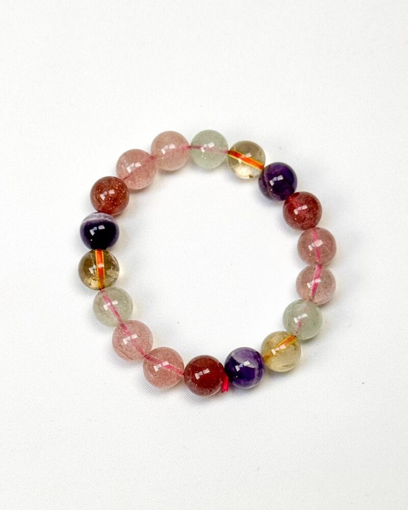 Mixed Strawberry Quartz Beaded Bracelet