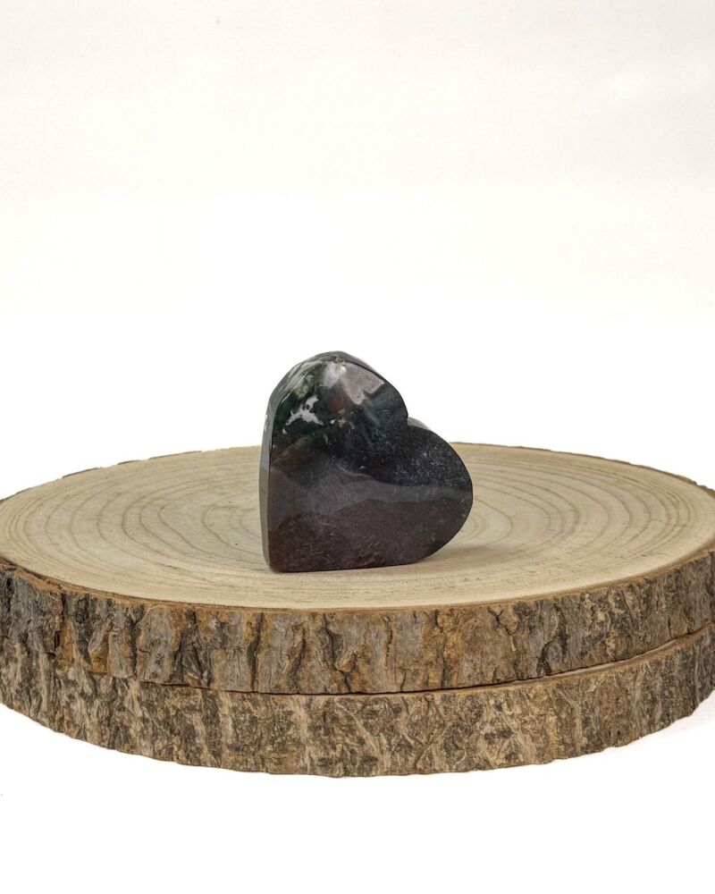 Moss Agate Heart Carving