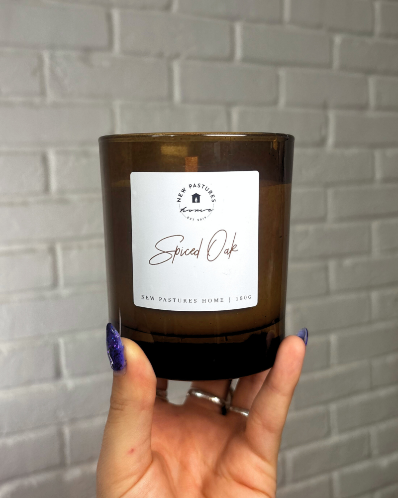 Classic Candle: Spiced Oak (Amber Glass)