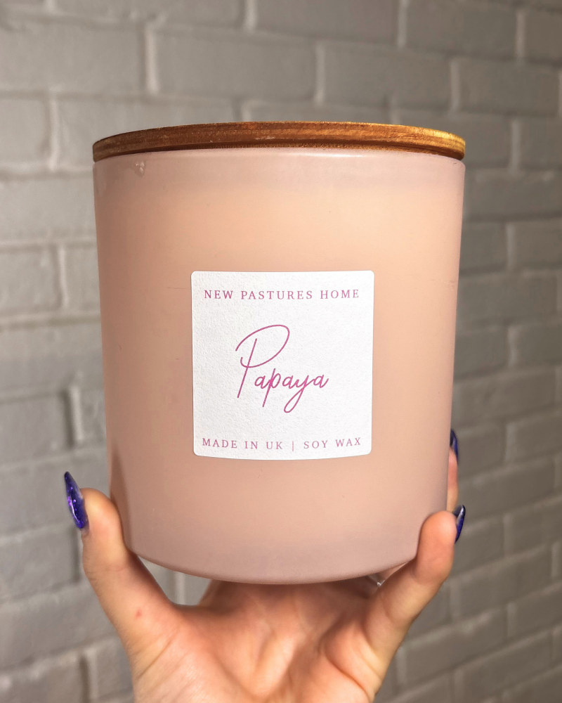 4-Wick XL Candle: Papaya (Pastel Pink Glass Jar)