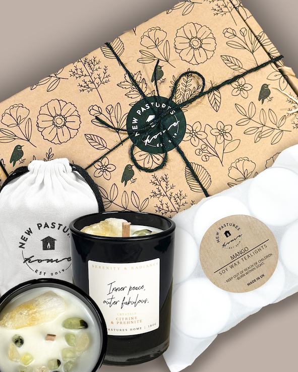 Crystal Candle (Inner Peace, Outer Fabulous ) Gift Set with Tealights