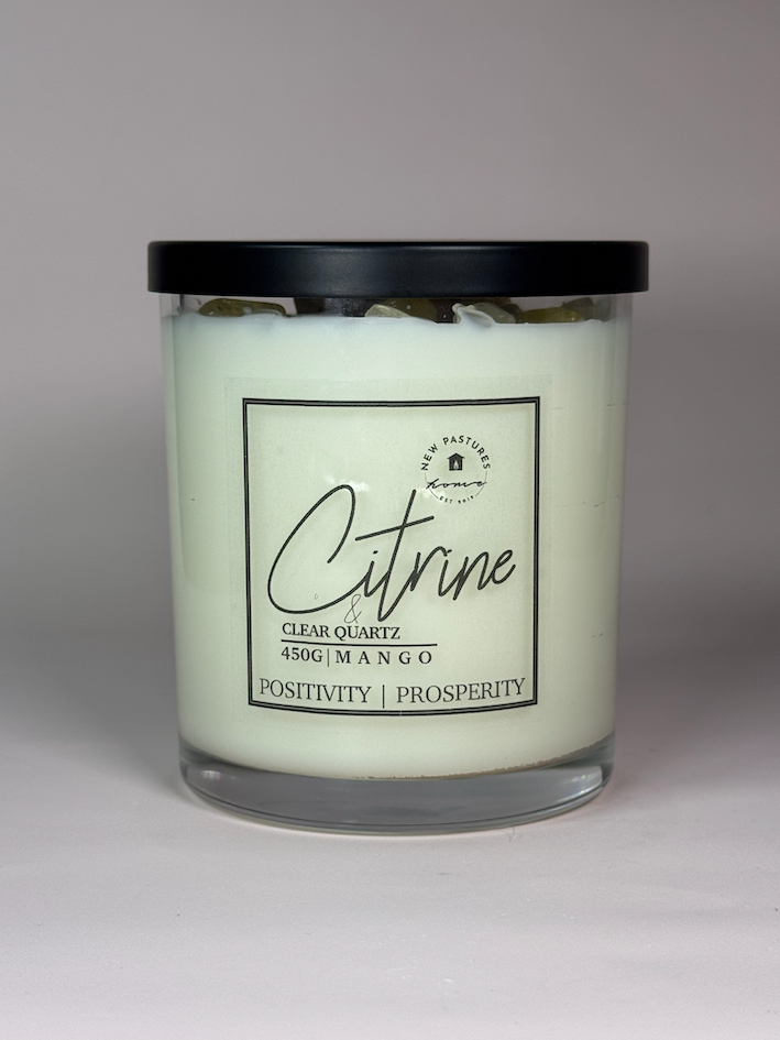 Deluxe Citrine Crystal Soy Wax Candle