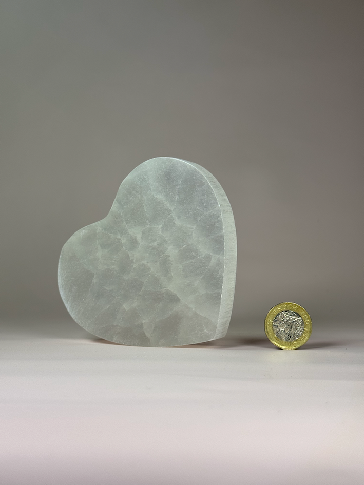 Selenite Heart Plate Carving