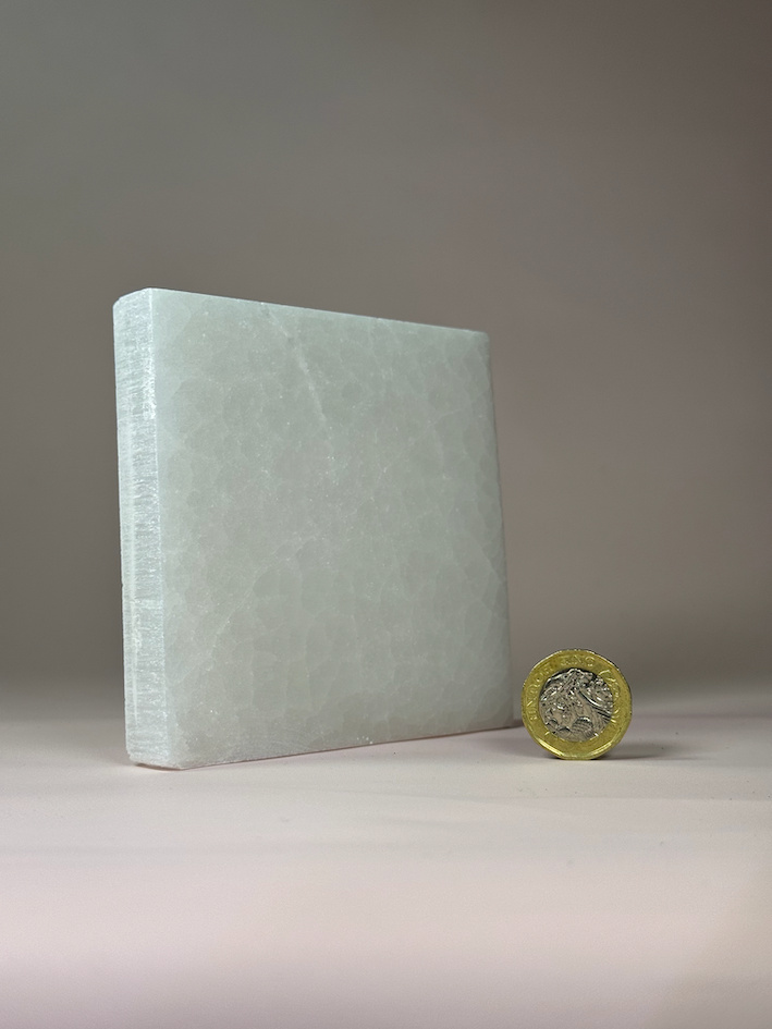 Selenite Square Plate Carving