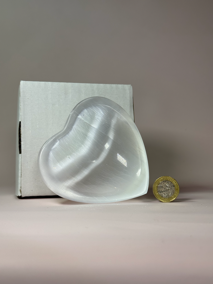 Selenite Heart Bowl Carving
