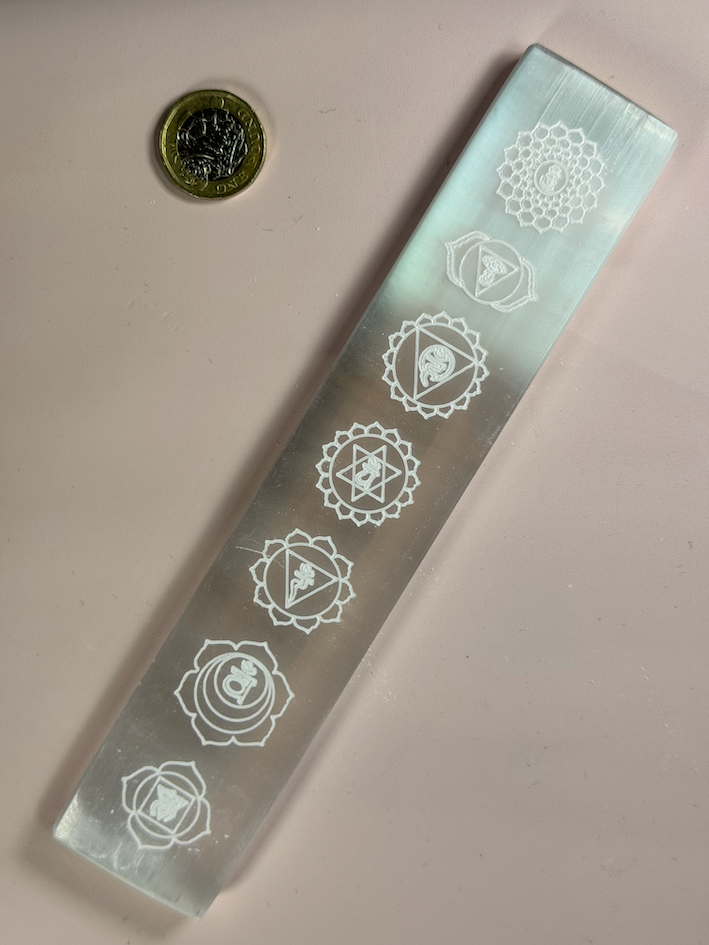 Selenite Chakras Ruler Carving