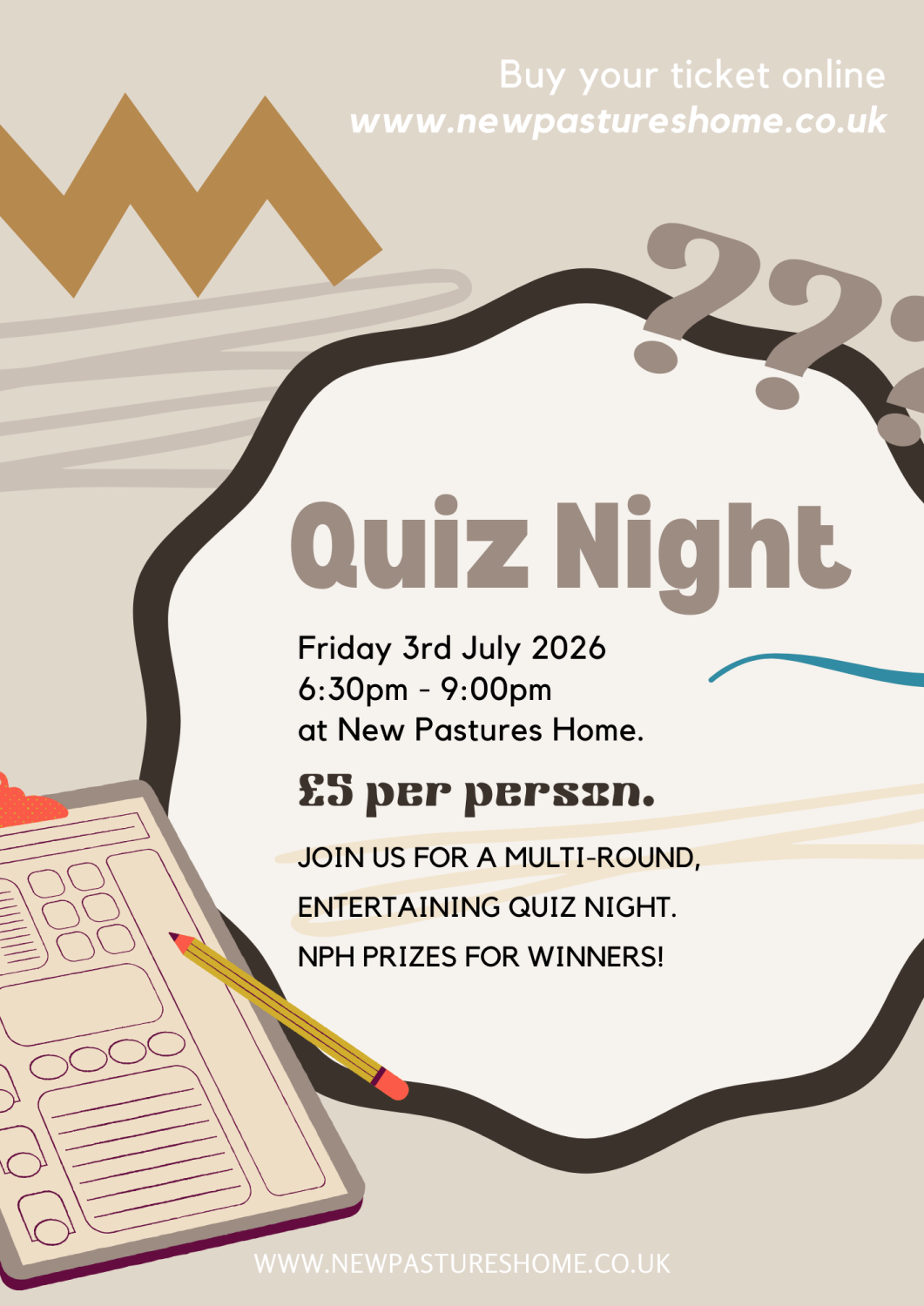 Quiz Night Extravaganza! (Friday 3rd July 2026 - 6:30pm to 9:00pm)