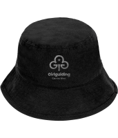 Bucket hat embroidered with the new trefoil and Girlguiding Cambs West
