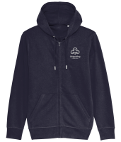 Embroidered zip up french navy hoodie.