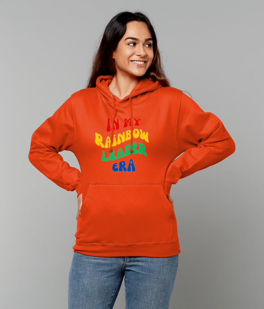 In my Rainbow Leader Era hoodie