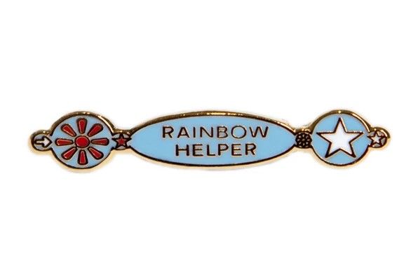 Rainbow helper metal badge