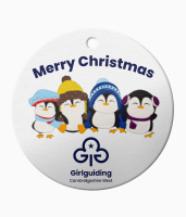 Porcelain ornament with this years christmas design on.