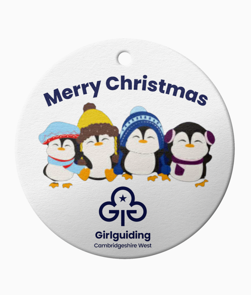 Porcelain ornament with this years christmas design on.