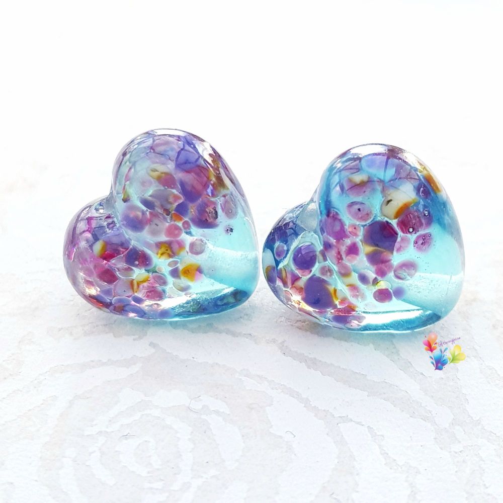 Color Crystal Glass Heart Bead  Heart Lampwork Glass Beads