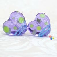 Quirky Lavender Love Heart Glass Lampwork Beads