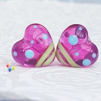 Hot Pink Juicy Colourful Heart Lampwork Beads