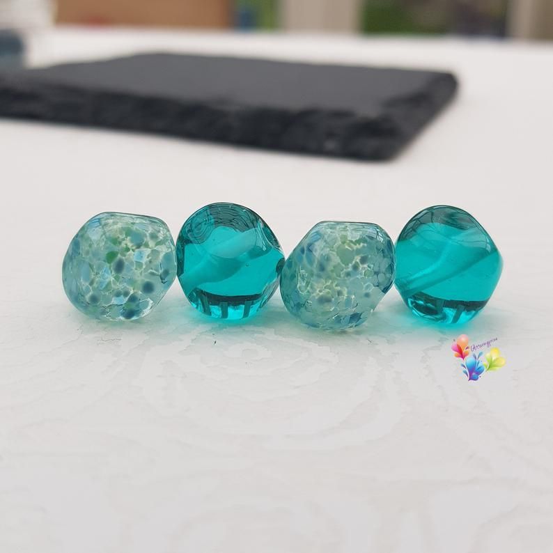 Zephrene & Aquamarine Nugget Lampwork Beads